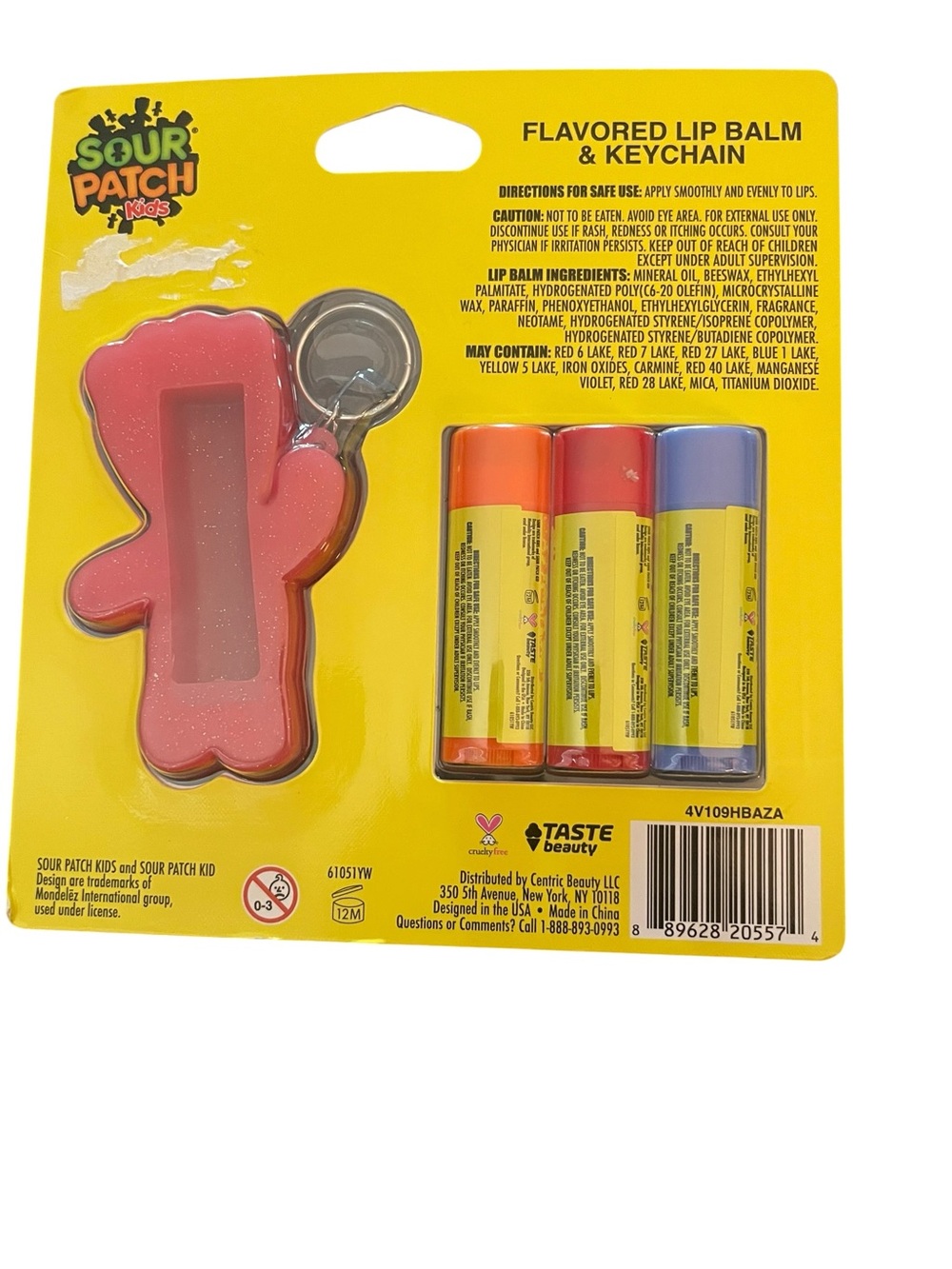 Sour Patch Lip Balm 3-Pack with Red Keychain NWT - Picture 2 of 2